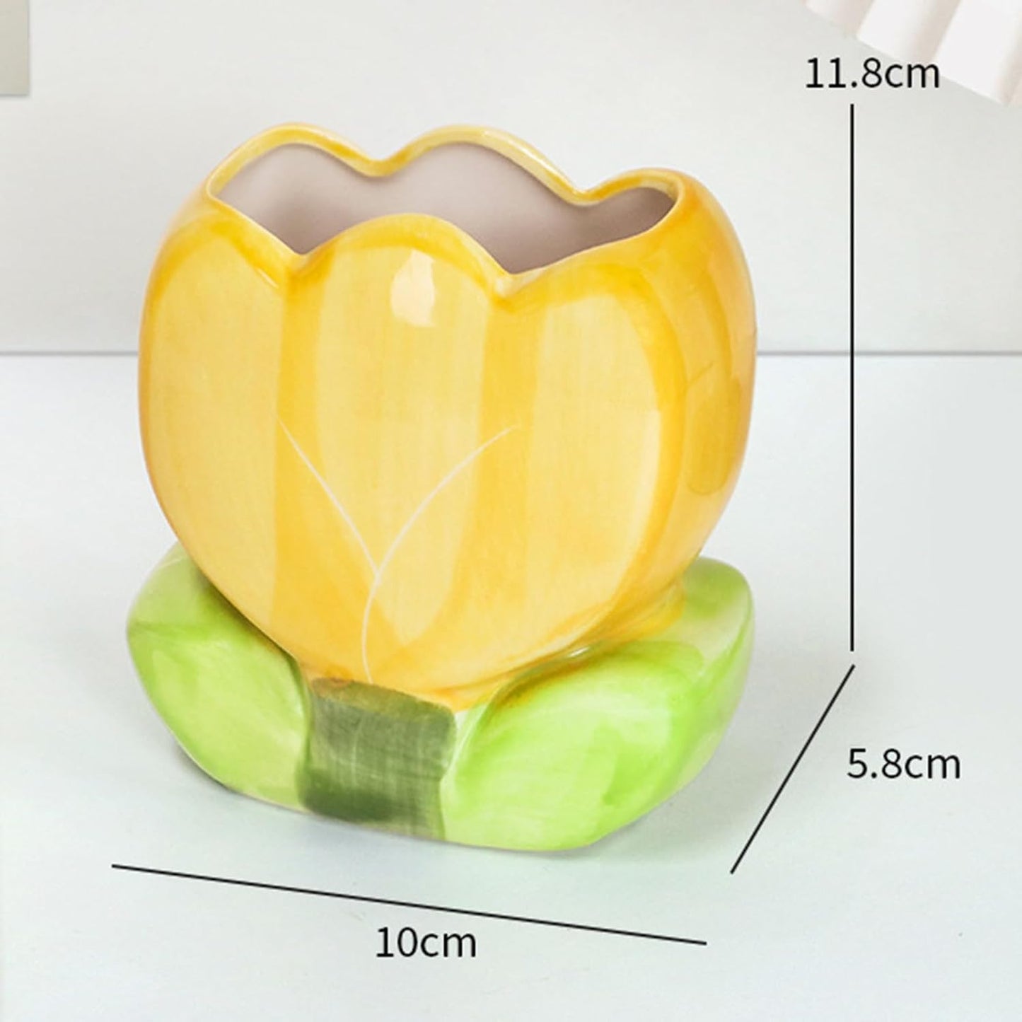 Pen Holder for Desk Cute Toothbrush Holder Tulips Vase Decor Aesthetic Pencil Holder for Office Makeup Brush Holder Yellow Kawaii Desk Accessories Home Decor Birthday Gifts for Women