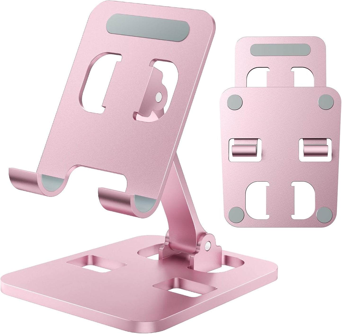 Phone Stand for Desk, Dual Folding Cell Phone Holder, Fully Adjustable Portable Mobile Phone Holder for iPhone 17 16 15 14 13 12 11 Pro Max Plus Air, Galaxy S25 S24, All Phones (Black)