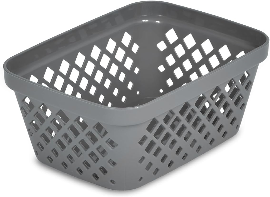 Glad Plastic Storage Basket Set - Multipurpose Drawer Trays, Kitchen Pantry Containers, and Bathroom Bins - 6 Pack Medium Organizers, Grey