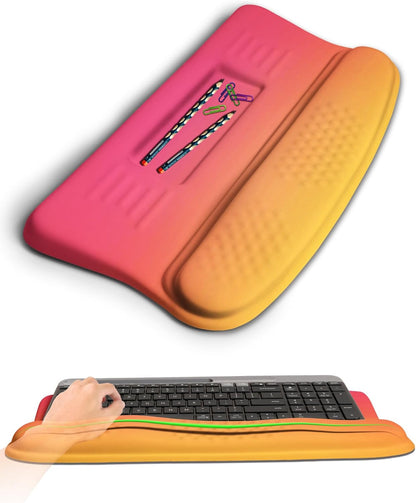 Ergonomic Wave Wrist Rest with Keyboard Stand, Cushioned Palm Rest, Comfortable Integrated Memory Foam for Natural Typing and Relieve Wrist Pain, Dark Night Black