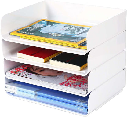 3 Tiers Stackable A4 Paper Trays, Office Desk File Holder, Tidy File Document Letter Book Paper Organizer (3 Tiers,Clear)