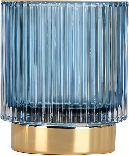 DASITON Makeup Brush holder Organizer,Crystal Cosmetic Makeup Brush Glass Brushes Storage Holder, Vintage Make Up Brush Cup Pen Pencil Holder striped vase(Coffee S)