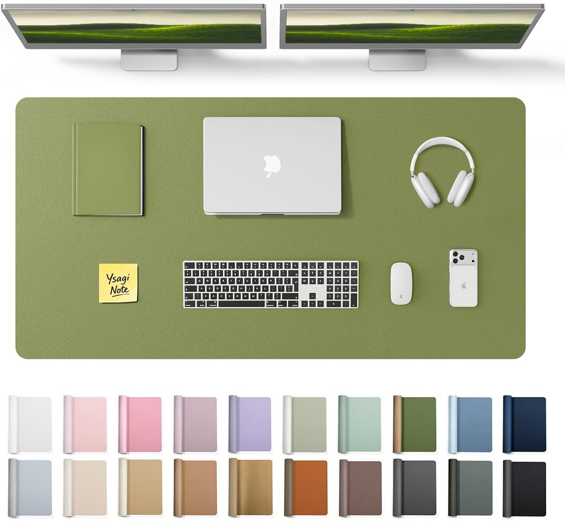 YSAGi Leather Desk Protector, Office Mat, Large Mouse Mat, Non-Slip PU Leather Blotter, Laptop Pad, Waterproof Writing Pad for Office and Home (Light Pink, 23.6" x 13.8") - Colors A