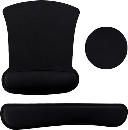 Keyboard Wrist Rest Pad Mouse Pad with Wrist Support Set of 3, Gaming Mousepad with Non-Slip Rubber Base, Ergonomic Memory Foam Mouse Cushion Support for Home Office Laptop Computer, Navy Blue
