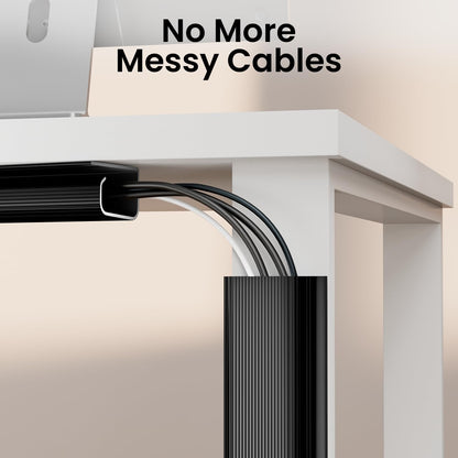 EVEO Cable Management Under Desk Kit (6 Units) - Under Desk Cable Management Cord Hider, Cable Hider Cord Management, Cable Organizer, Cable Raceway | Self-Adhesive 96'' J Channel 6X16 - Black