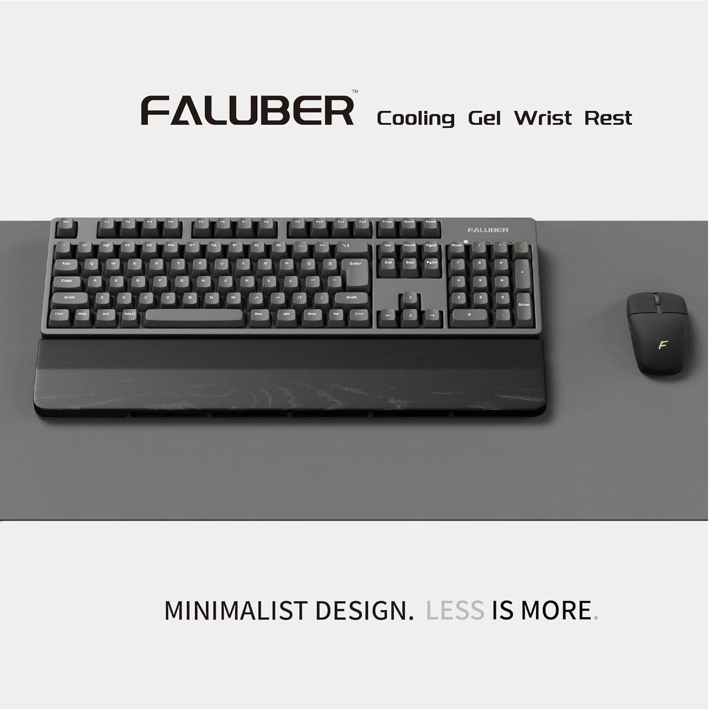 Faluber Wooden Wrist Rest, 14.3-inch Length and 20mm Thickness for Tenkeyless Keyboard, Walnut Wood Palm Rest, Ergonomic Design for Mechanical Gaming Keyboard, Stain Resistant (Medium, Walnut Wood)
