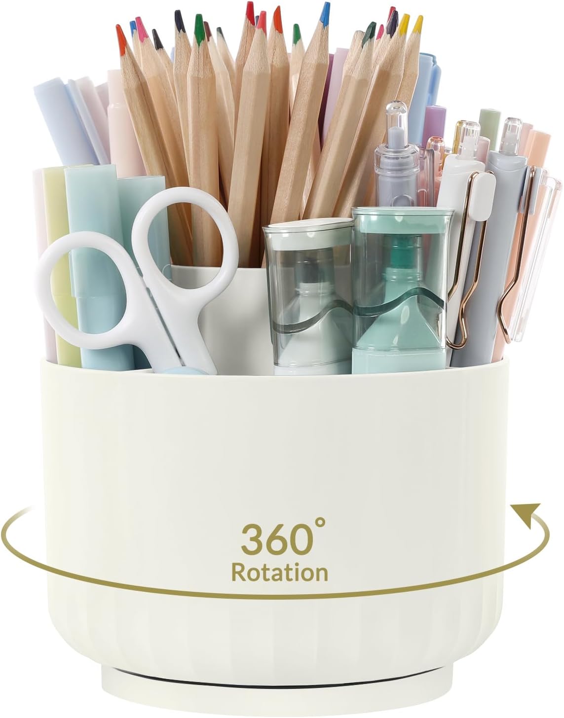 SKYDUE 360 Degree Rotating Pencil Pen Holder for Desk, Dual-Purpose Desk Organizer, Rotating Pencil Cup with 5 Slots, Office Supplies, Desk Decor for Office, School, Home