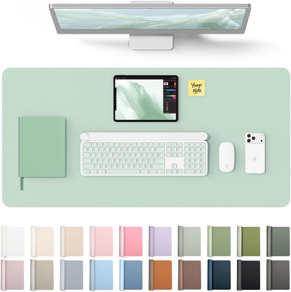 YSAGi Leather Desk Protector, Office Mat, Large Mouse Mat, Non-Slip PU Leather Blotter, Laptop Pad, Waterproof Writing Pad for Office and Home (Light Pink, 23.6" x 13.8") - Colors A