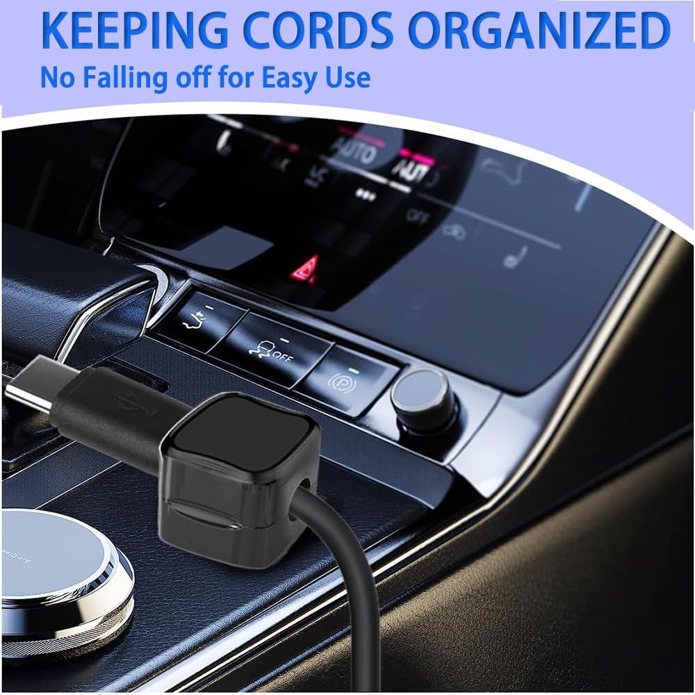 6-Pack Magnetic Cable Clips Cord Organizer-Cable Smooth Adjustable, Desk Cable Management Accessories, Wire Holder Keeper for Desktop,Nightstand,Home Office,Workspace,Phone-Black