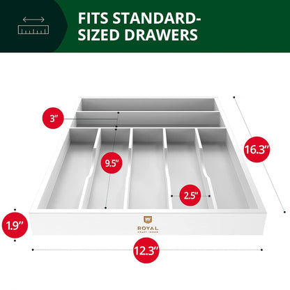 ROYAL CRAFT WOOD Luxury Bamboo Kitchen Drawer Organizer - Silverware Organizer, Utensil Holder & Cutlery Tray Drawer Dividers for Flatware (9 Slot, Natural)