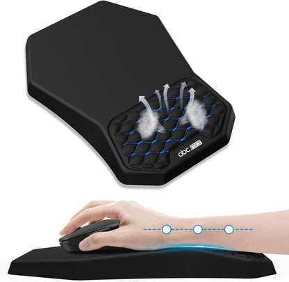 Ergonomic Mouse Pad and Keyboard Wrist Rest Support Set, Massage Design Mousepad for Carpal Tunnel Pain Relief, Memory Foam, Non-Slip PU Base for Computer Desk, Baby Blue