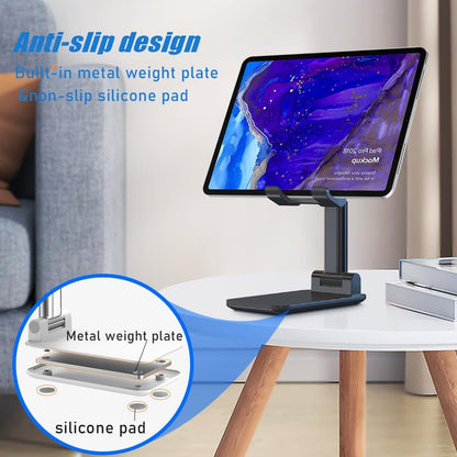 Phone Stand for Desk, 2 Pack MT-6 Desk Cellphone Holder for Office Universal Smart Foldable & Height Adjustable Compatible Under 8” Device, Black
