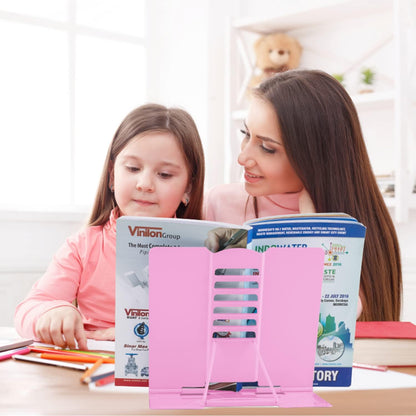 Honagu Metal Desk Book Holder, Hands Free Adjustable Cookbook & Document Holder, Portable Bookstand for Music Books, Textbooks, Recipes, Tablets & iPads (Purple)