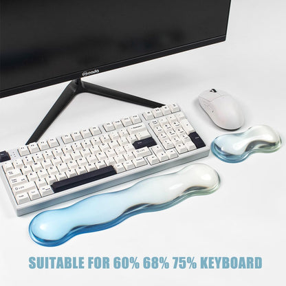 Ergonomic Gel Keyboard and Mouse Wrist Rest Set – Clear Wrist Rest for Computer Keyboard 60%/68%/75%, Comfort & Support for Typing and Gaming (Grey Purple)