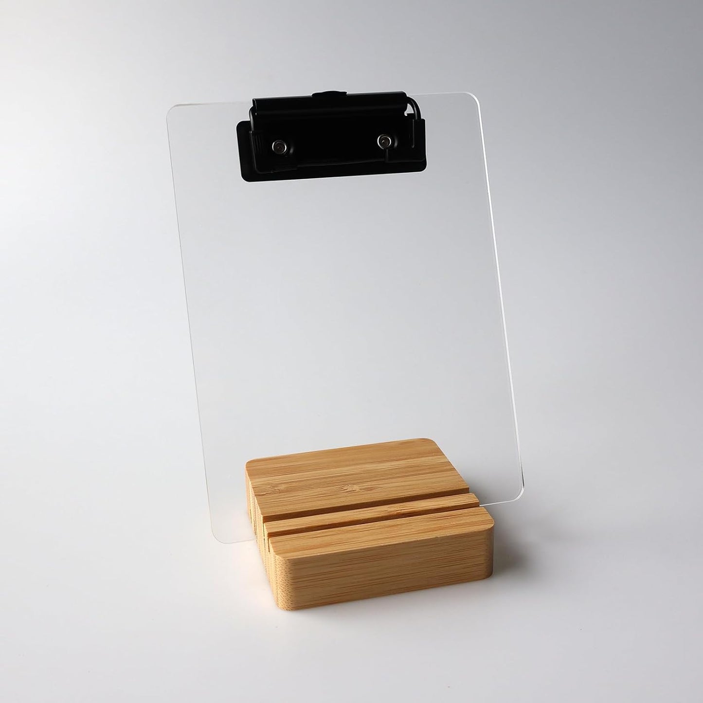 A5 Half Letter Clipboard with Stand,Clear Acrylic Freestanding Memo Size Clipboards,Document Typing Paper Stand,Menu Display Board,Receipt Holder (6"×9")