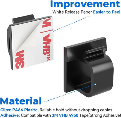 Large Cable Clips 40pcs with Strong Adhesive Tapes,Wire Holder Organizer Cord Management for Car, Office and Home (Clear- L06(40PCS))