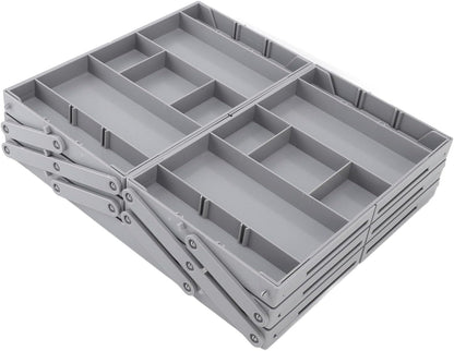 Pomya Multi Tier Drawer Organizer, Foldable Expandable Desk Storage Organizer Tray Bins with Compartments Storage Trays, Adjustable Double Row Organizer Trays for Make Up, Jewelry (2