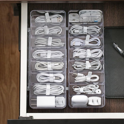 2Pcs cord organizer box, 10.2 x 3.5 x 2.2in, Desktop Cord Organizer with Compartments (2)