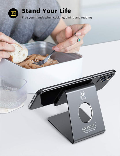 Lamicall Cell Phone Stand, Phone Dock: Cradle, Holder, Stand for Office Desk - Black