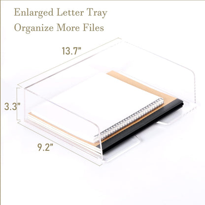 HeZone Paper Organizer Letter Tray, Clear Acrylic Paper Tray, School Teacher Office Supplies Organization, Stackable Desk File Organizer, Classroom Decor and Accessories-2 Pack…