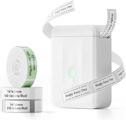 NIIMBOT D110 Upgraded Version Mini Label Maker Machine with Tape, Portable Bluetooth Thermal Printer, Sticker Labeler with Multiple Templates for Office Organization Home Kitchen School, White