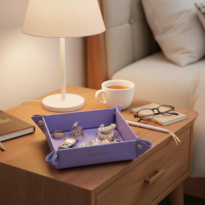UnionBasic Medium Valet Tray, Jewelry Tray for Rings Watches Earrings, Entryway Catchall Caddy for Coins Keys Change, Nightstand Bedside Valet Holder, Trays for Electronic Gadgets, Candy Pink Plus - Colors B