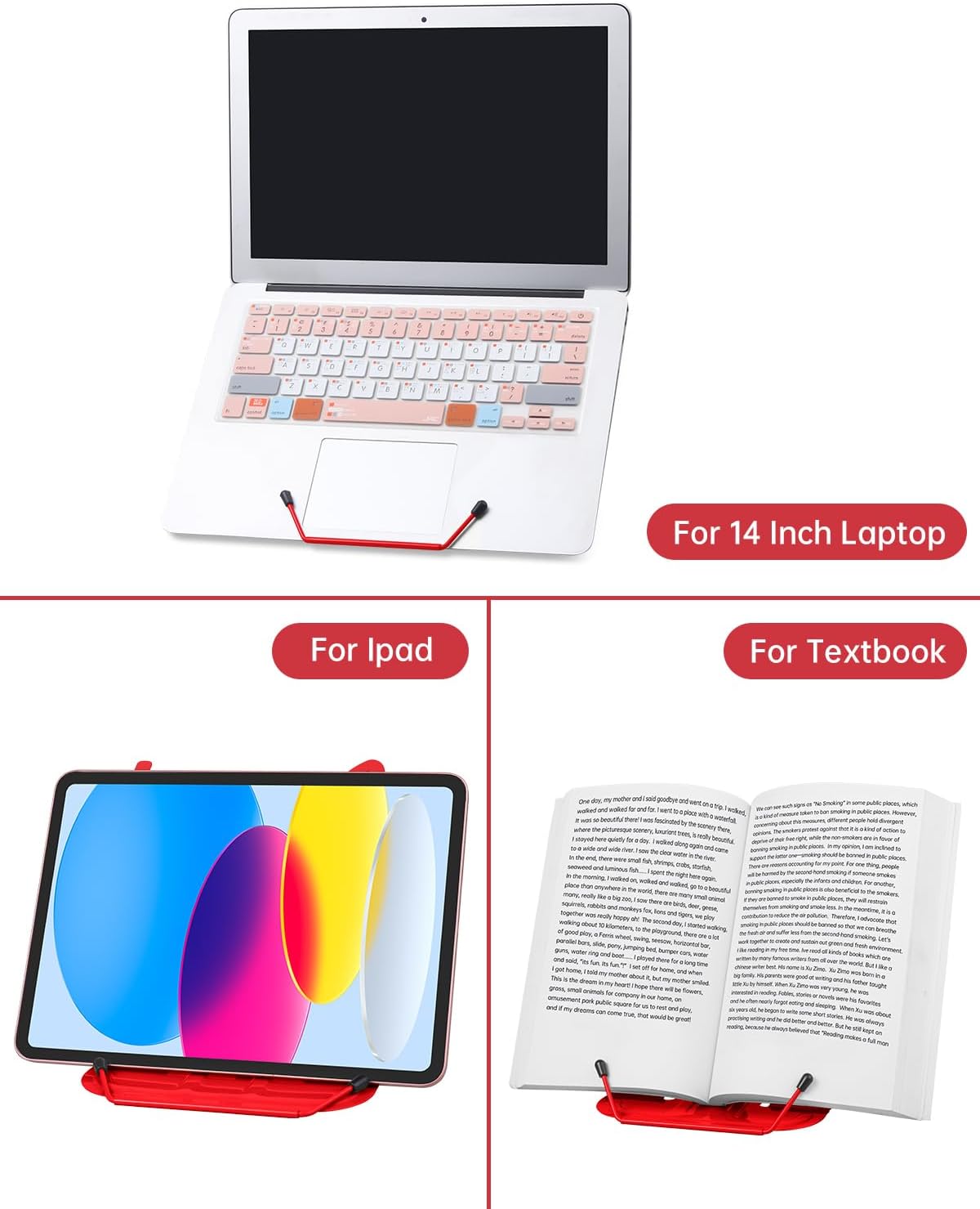 Honagu Adjustable Metal Book Holder, Document Holder, Sturdy Typing Stand for Cookbooks, Textbooks, Tablets, Music Books (Green)