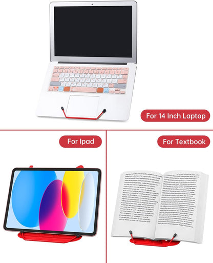 Honagu Adjustable Metal Book Holder, Document Holder, Sturdy Typing Stand for Cookbooks, Textbooks, Tablets, Music Books (Green)