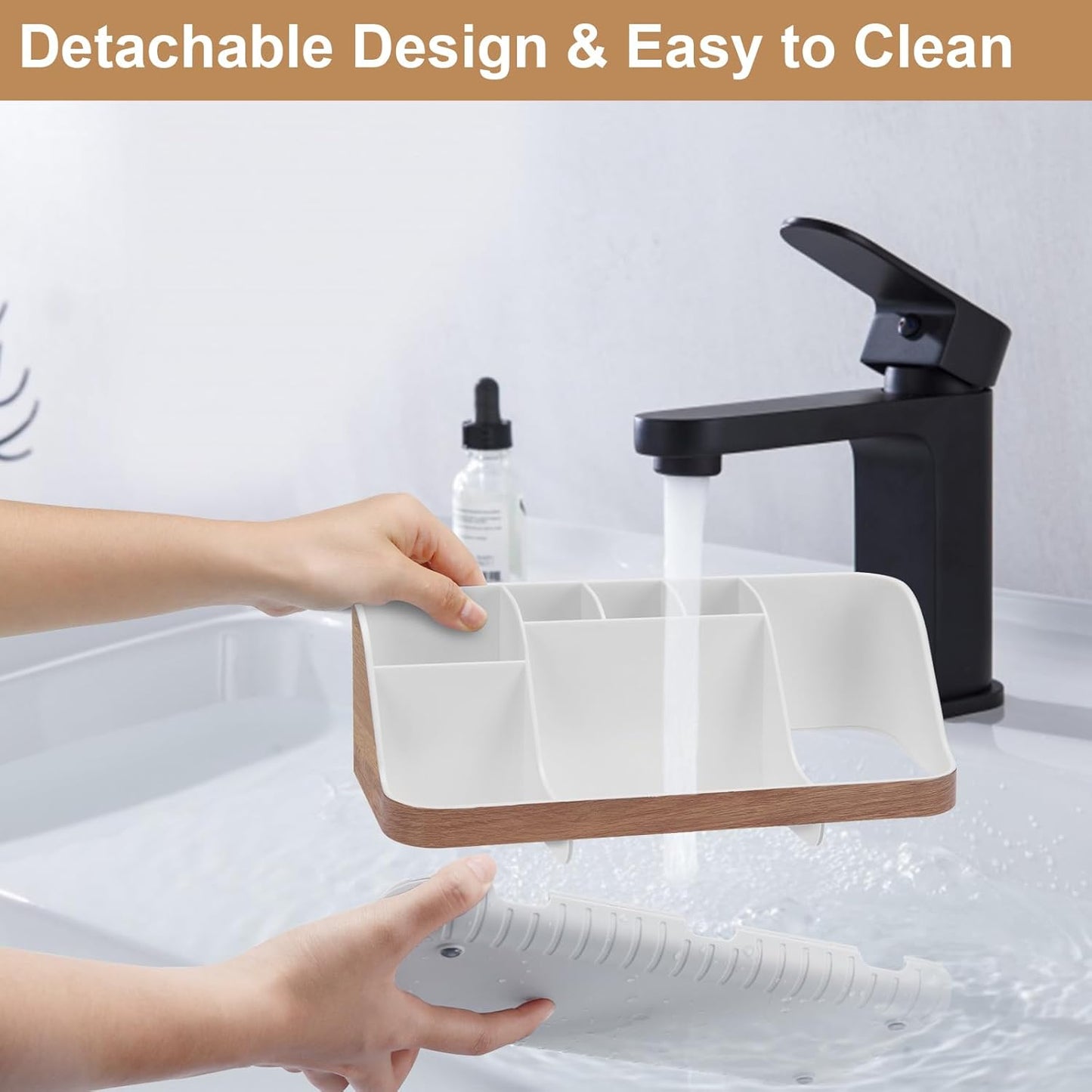 GFWARE Bathroom Organizers and Storage - Detachable 7 Slots Kids Electric Toothbrush and Toothpaste Holde Drainage for Bathroom Accessories Organization Counter Vanity Storage