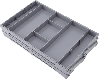 Fockety Drawer Organizer, Multi Level Collapsible Drawer Organizer with Adjustable Compartments, Expandable Desk Organizer Trays for Jewelry, Makeup, Silverware Storage Organizer (2
