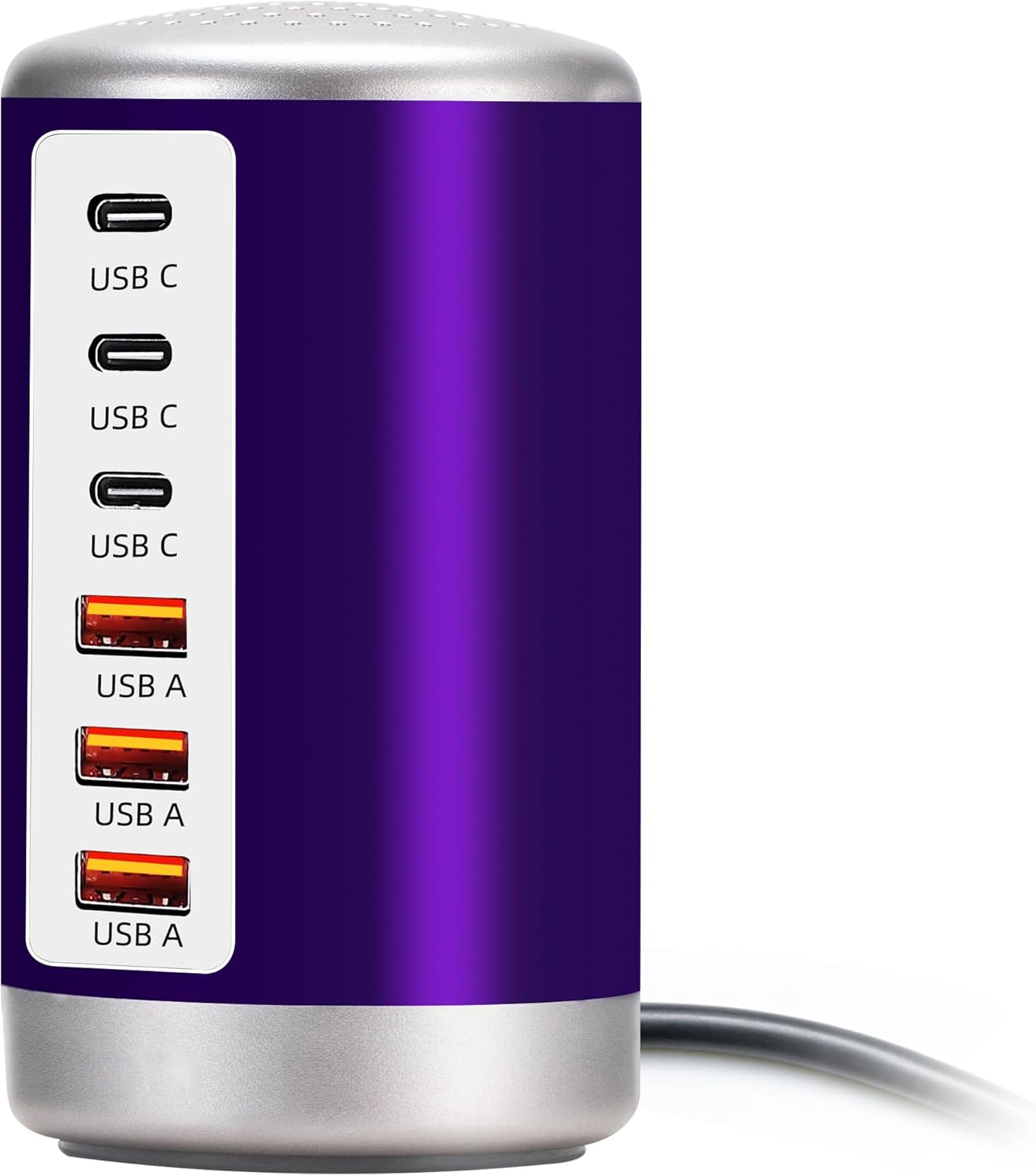 Universal USB Charger 6-Port Desktop USB Charging Station Hub with Smart Identification Technology Compatible with iPhone iPad Cell Phone Tablets(Purple)