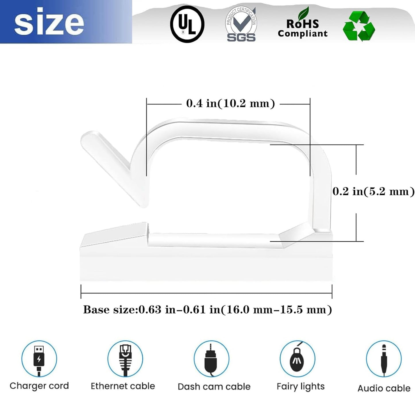 Cable Clips，50PCS Electrical Cord Management Adhesive Cable Wire Clip Wire Clips wall，Used for Cars, Offices, and Homes Cable Clips Cord Organizer（Black）