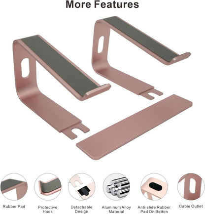 Ergonomic Aluminum Laptop Mount - Adjustable Computer Stand for MacBook Pro/Air HP Lenovo Samsung Dell - Fits 10-17.3" Laptops (Apple Green)