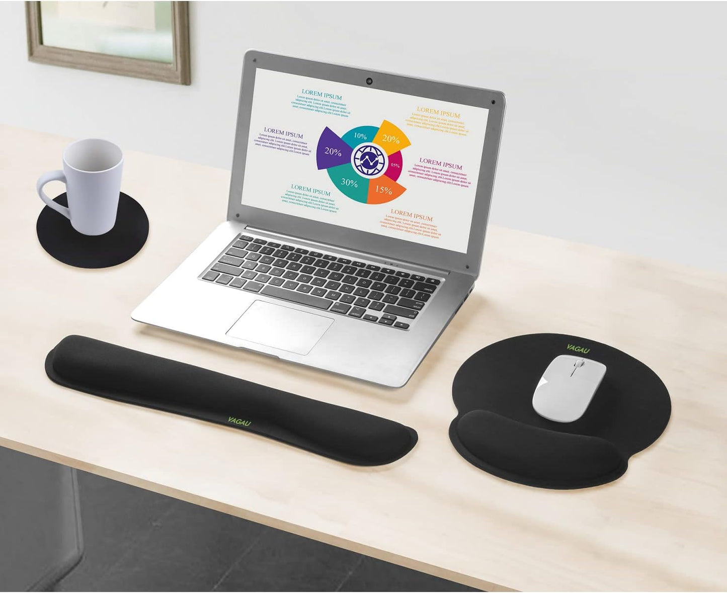 Comfy Mee Premium Memory Foam Keyboard and Mouse Wrist Rest Pads Set- for Comfortable Typing &Wrist Pain Relief (Pack of 2)