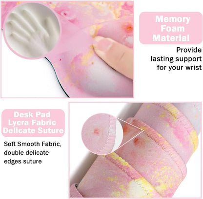 Memory Foam Set Wrist Rest Pad & Mouse Wrist Rest Support,Ergonomic Design for Office,Home,Laptop,Desktop Computer,Gaming Keyboard - Pink