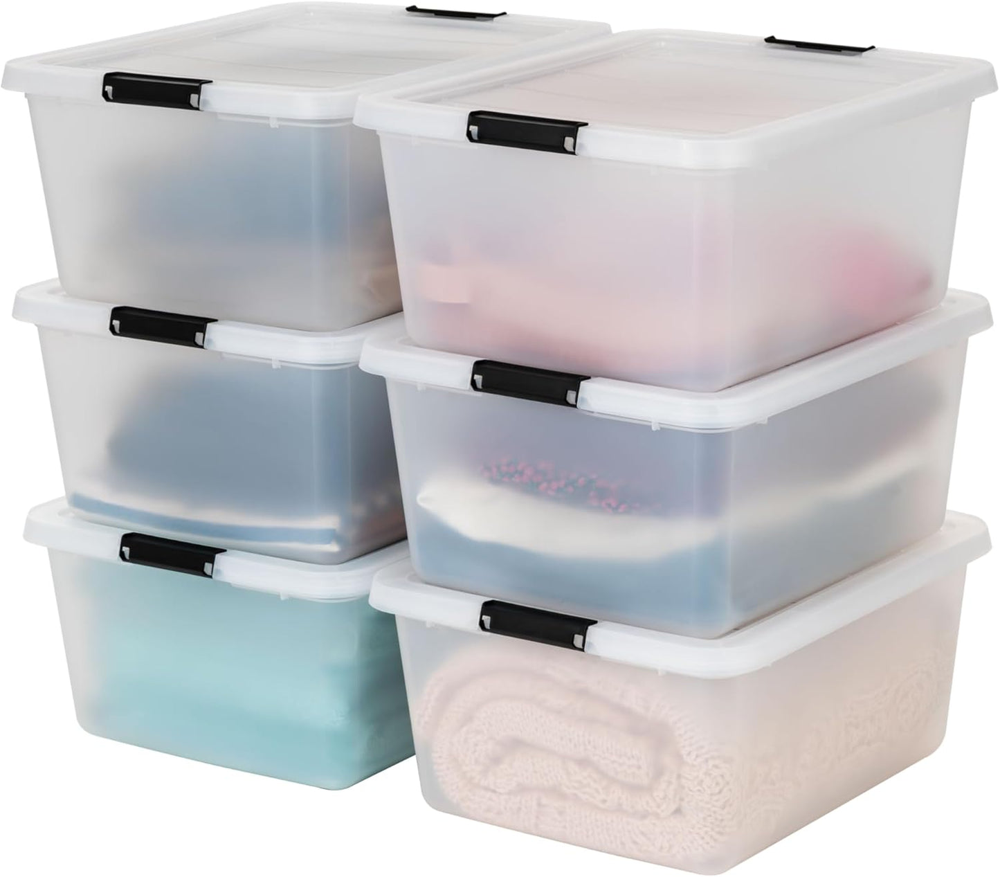 IRIS USA 18 QT Clear Storage Organizer with Removable Dividers, Stackable Plastic Storage Box with Lid, Modular Container for Crafts, Tools, Office & Pantry Organization
