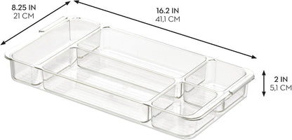 iDesign Expandable Makeup Drawer Organizer-Storage Cosmetics or Jewelry-Clear Tray