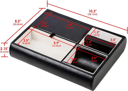 Valet Tray,Nightstand Desk or Dresser Organizer, Catch-All for Keys, Phone, Wallet, Coin, Jewelry, and More (Black / 10.34 x 2.15 x 8.19 inches) JackCubeDesign - :MK158