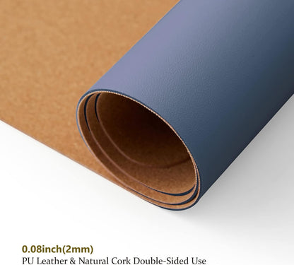 Cork Desk Mat - Dual-Sided Desk Pad for Office and Home - Desk Organization and Accessories - Ideal for Large Mouse Pad and Desk Mats on Top of Desks(Dark Green,90cmx 43cm)