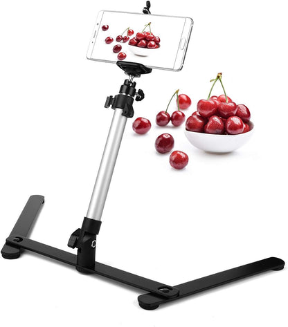 Overhead Video Stand Phone Holder Articulating Arm Phone Mount Table Top ChromLives Scissor Boom Arm Articulating Phone Stand Tablet Phone Holder for Streaming Phone Baking Crafting