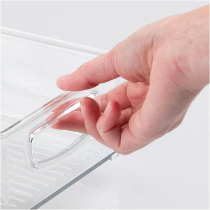 iDesign Stackable Pantry Bin with Handles for Kitchen Storage Set of 2, Clear, Made in USA