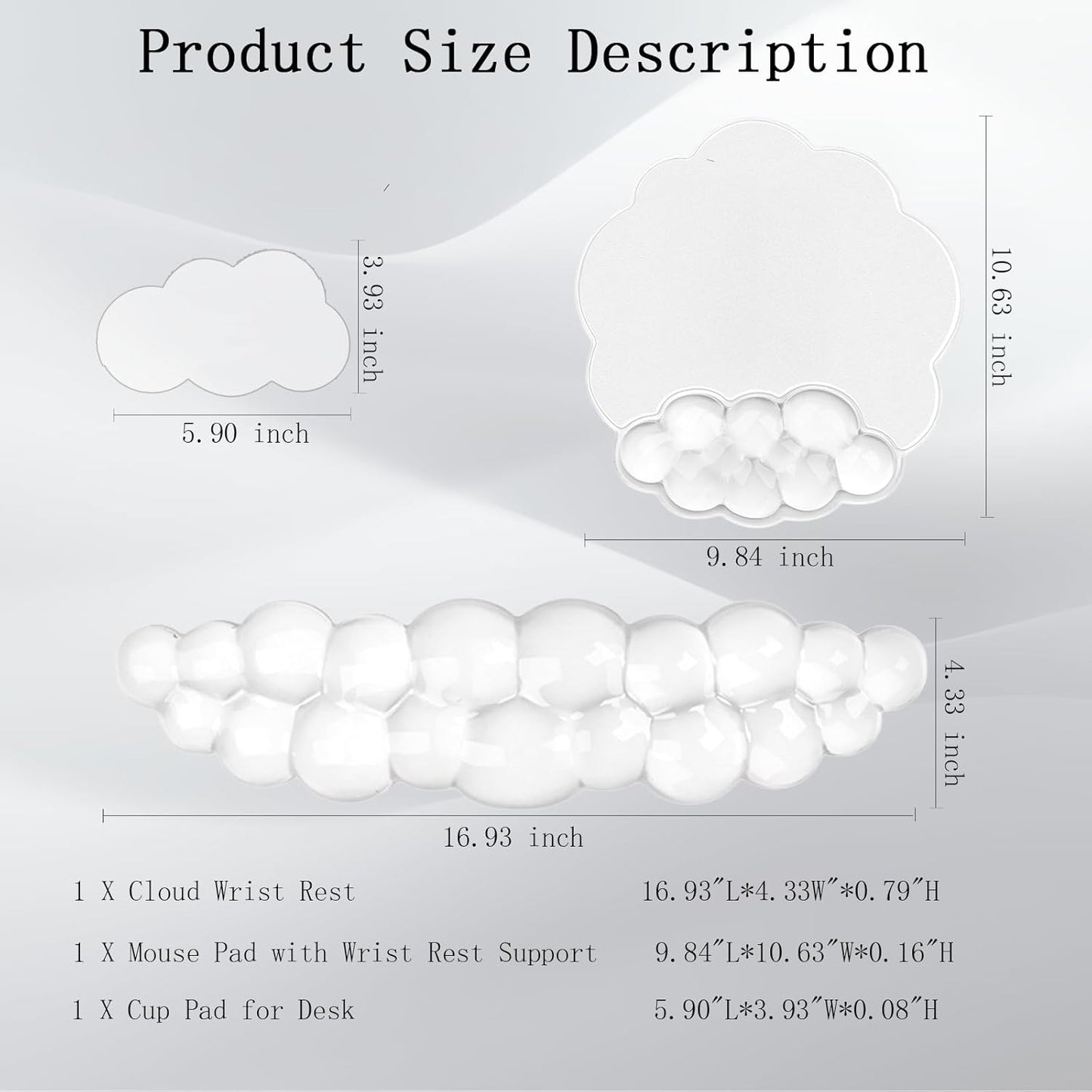 Cloud Wrist Rest Keyboard Pink Mouse Pad Set with Wrist Rest Ergonomic Wrist Pad Memory Foam Non-Slip Base Cute Gradient Wrist Support for Computer Laptop Gaming Home Office Relief Typing Pain