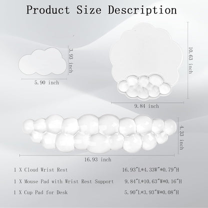 Cloud Wrist Rest Keyboard Pink Mouse Pad Set with Wrist Rest Ergonomic Wrist Pad Memory Foam Non-Slip Base Cute Gradient Wrist Support for Computer Laptop Gaming Home Office Relief Typing Pain