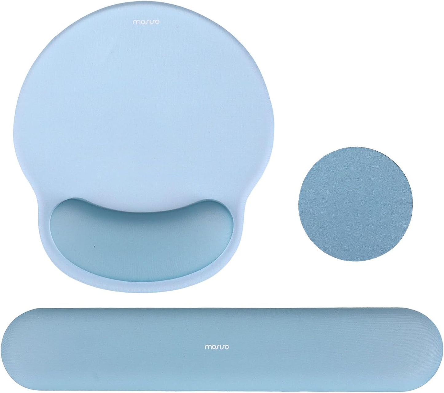 MOSISO Wrist Rest Support for Mouse Pad&Keyboard Set, Circle Curved Ergonomic Mousepad&Coaster Non-Slip Base Home/Office Pain Relief&Easy Typing Pad with Soft Cloth&Silicone Lining, Antique Green