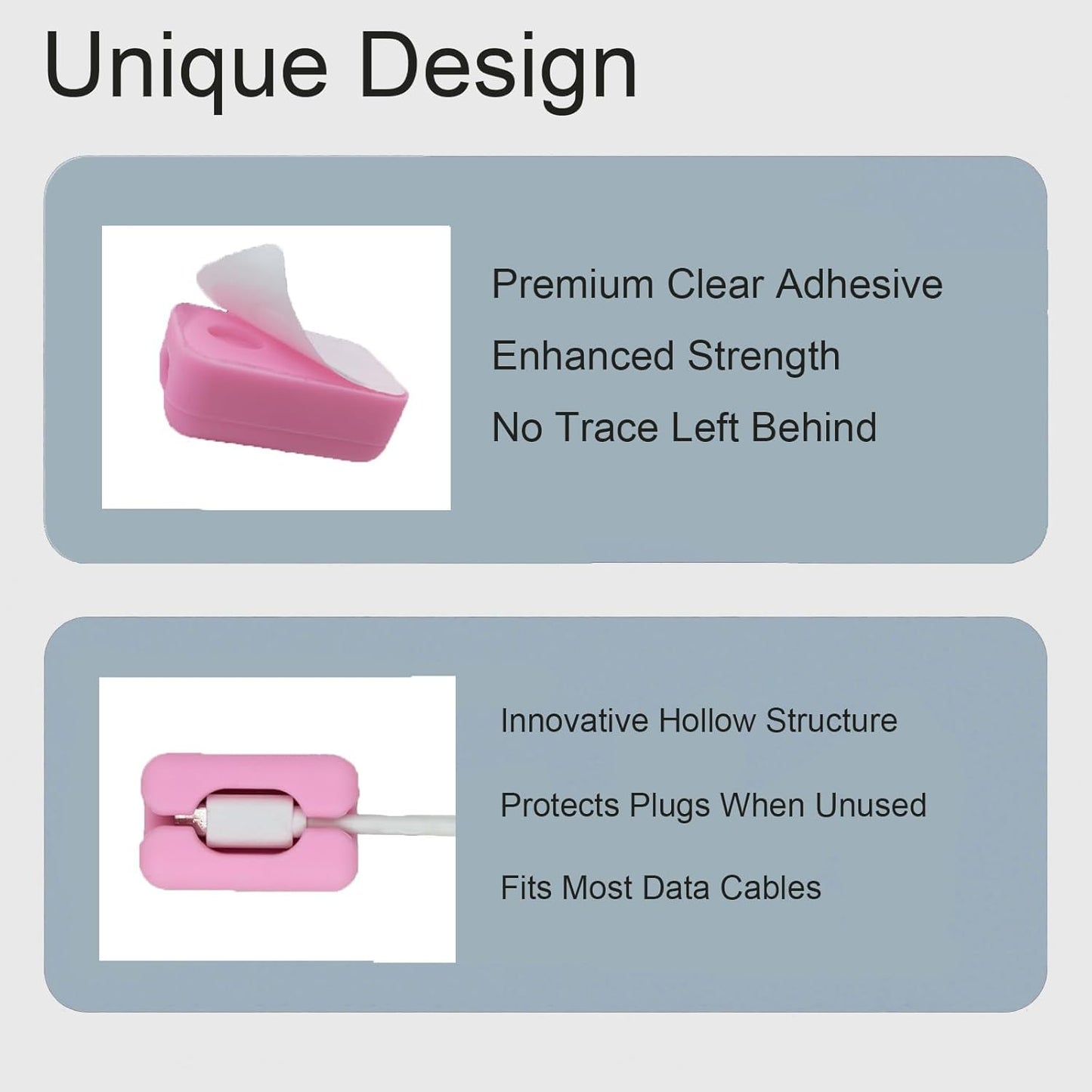6 Pack Pink Cord Organizer Cable Clips, Silicone Adhesive Cord Clips for Charging Cords Wire Management Keeper for Desk,Nightstand,Car,Office,