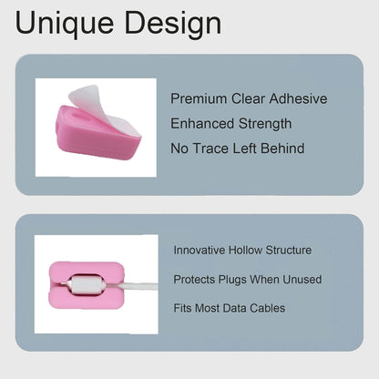 6 Pack Pink Cord Organizer Cable Clips, Silicone Adhesive Cord Clips for Charging Cords Wire Management Keeper for Desk,Nightstand,Car,Office,