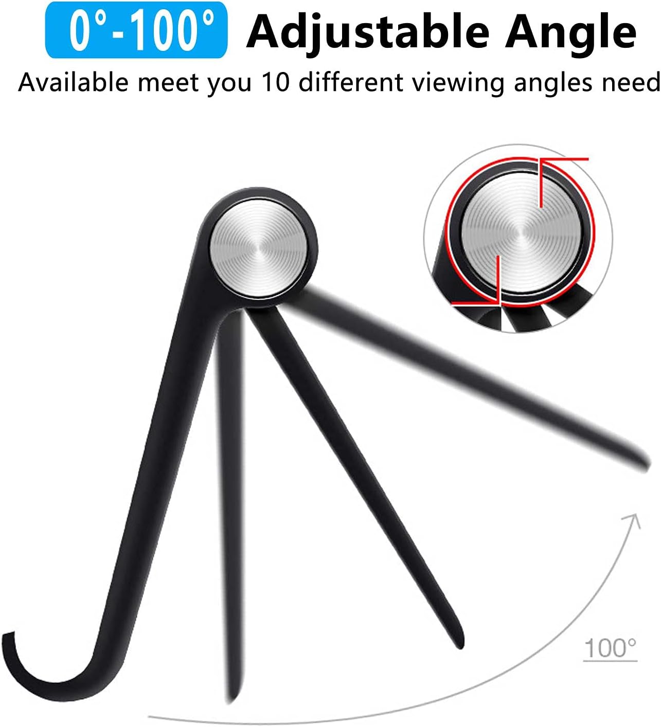 VOVIGGOL Cell Phone Stand Holder, Cellphone Holder Adjustable Desktop Phone Stand for Desk, Foldable Phone Cradle Dock Mobile Stand for iPhone iPad Tablet 4 to 7.9 Inch Smartphones (Black)