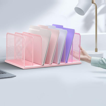 Kuntine.B Desk File Organizer 5 Sections Upright Mesh Desktop Organizer File Sorter Office Organization File Holder for Home, Office & Classroom