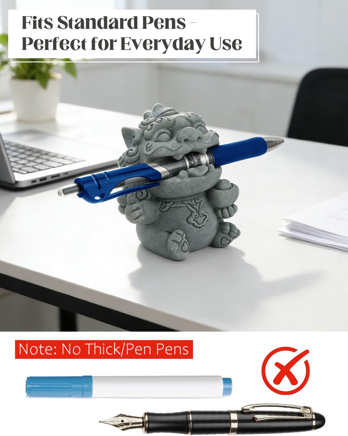 Dragon Pen Holder for Desk, Pen Holder Figure, Chinese Feng Shui Desk Organizer, Animal Figure for Office/Study Display Decoration