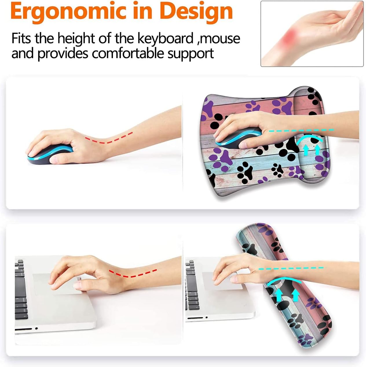 Ergonomically Upgraded Keyboard Wrist Rest and Comfortable Gel Mouse Pad Set, Non-Slip Rubber Base Cute Coaster, for Work, Game Home, Sunflower